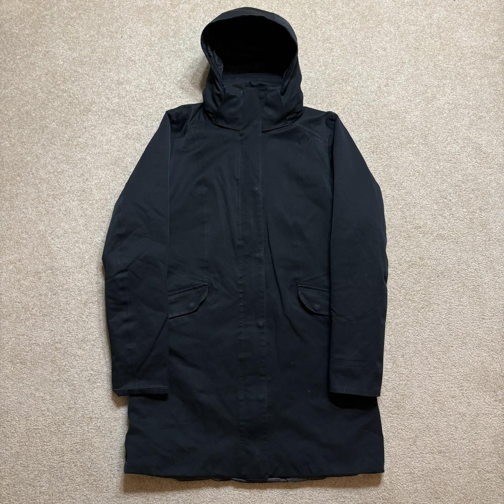 Patagonia Isthmus Parka Jacket Womens Small Black H2No Down Hooded Waterproof